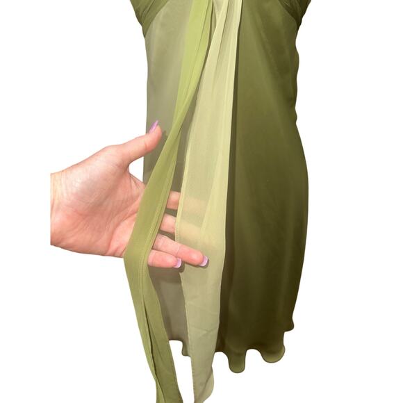 Sangria Halter Party Dress Sheer Overlay Roused Bust Y2K Fairy Whimsigoth Green - Picture 4 of 16